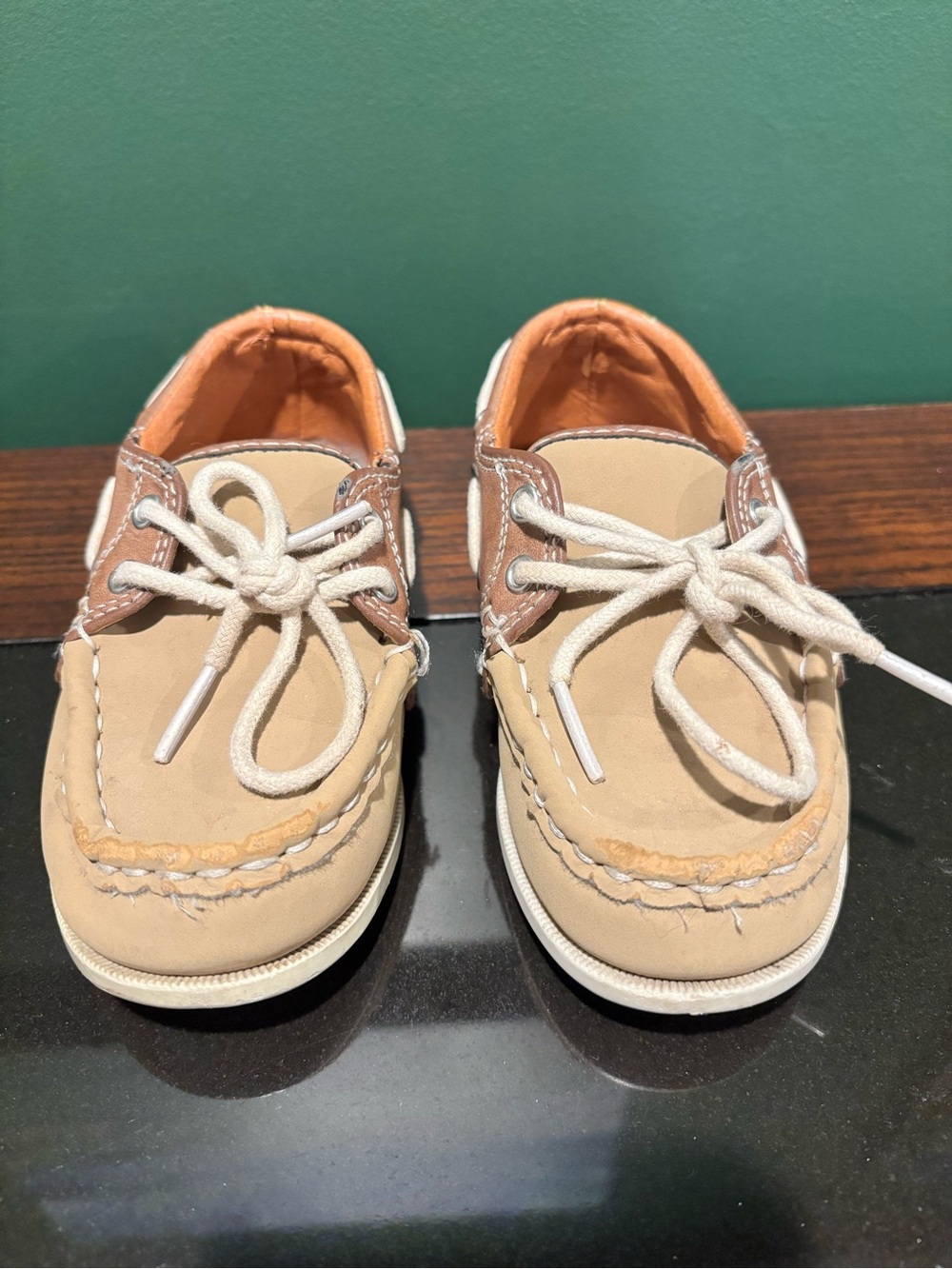 Toddler Tan and Brown Boat Shoes with Lace-Up Detail- Robert Wayne